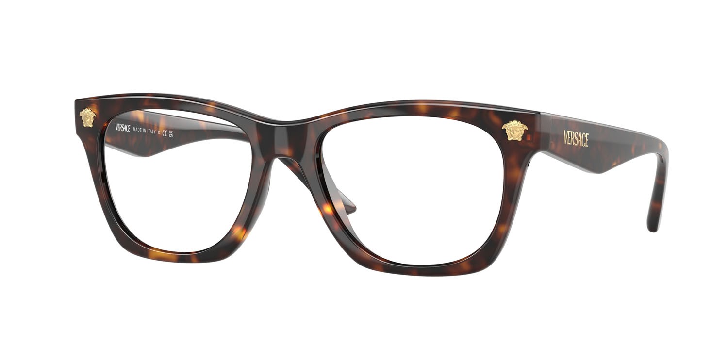 Occhiali da vista Versace VE 3363U (108) colore havana forma quadrato lenti lente demo