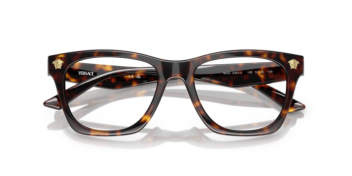 Occhiali da vista Versace VE 3363U (108) colore havana forma quadrato lenti lente demo