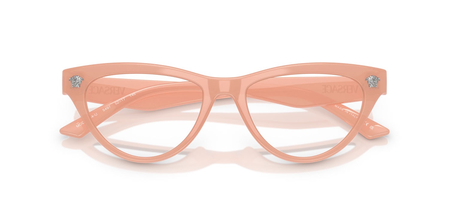 Occhiali da vista Versace VE 3364U (5497) colore rosa opalescente forma cat eye lenti lente demo