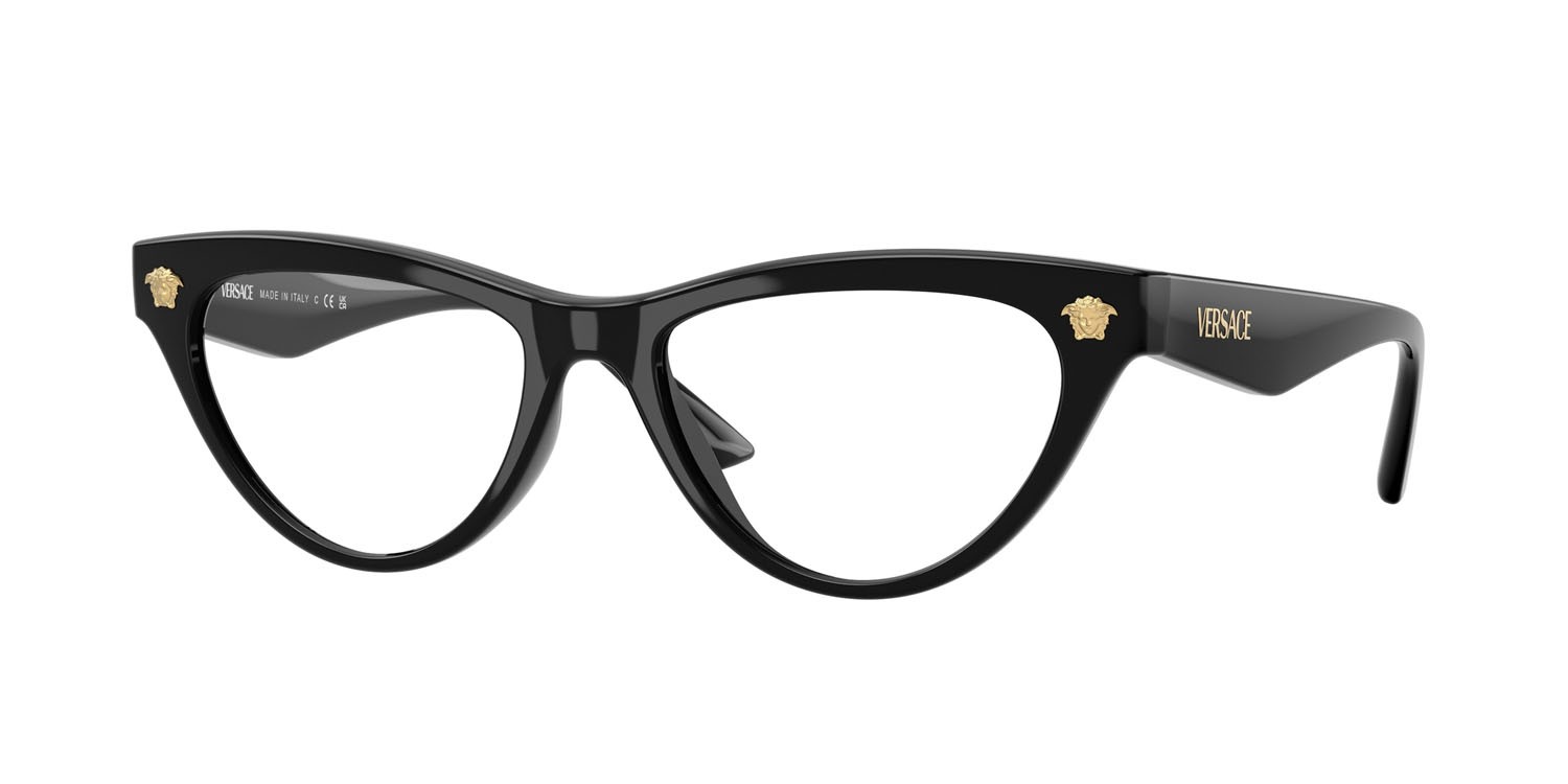 Eyeglasses Versace VE 3364U (GB1) color nero shape cat eye lenses lente demo