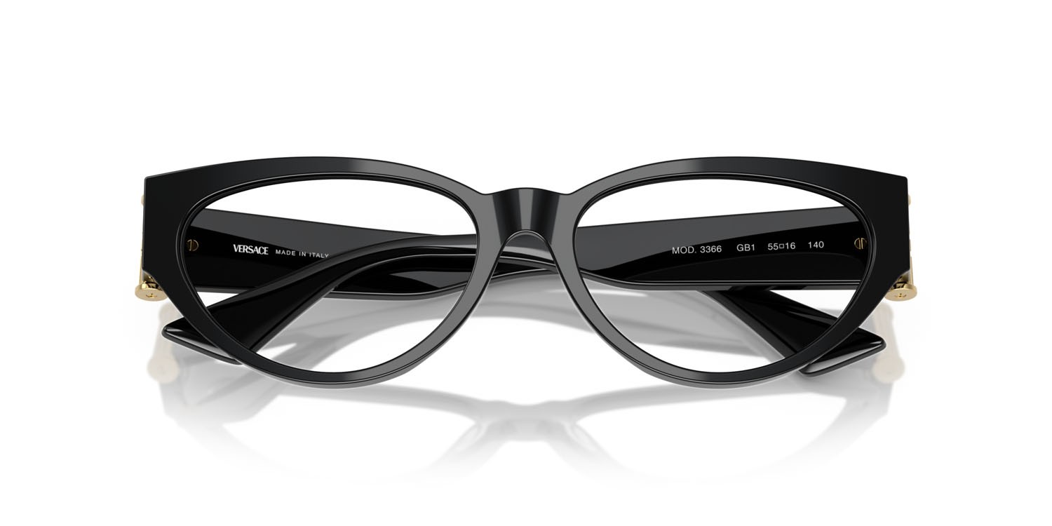Eyeglasses Versace VE 3366 (GB1) color nero shape cat eye lenses lente demo