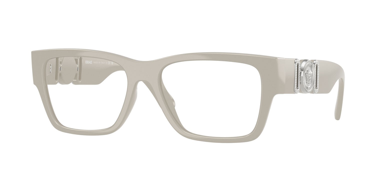 Occhiali da vista Versace VE 3368U (5501) colore grigio chiaro forma quadrato lenti lente demo