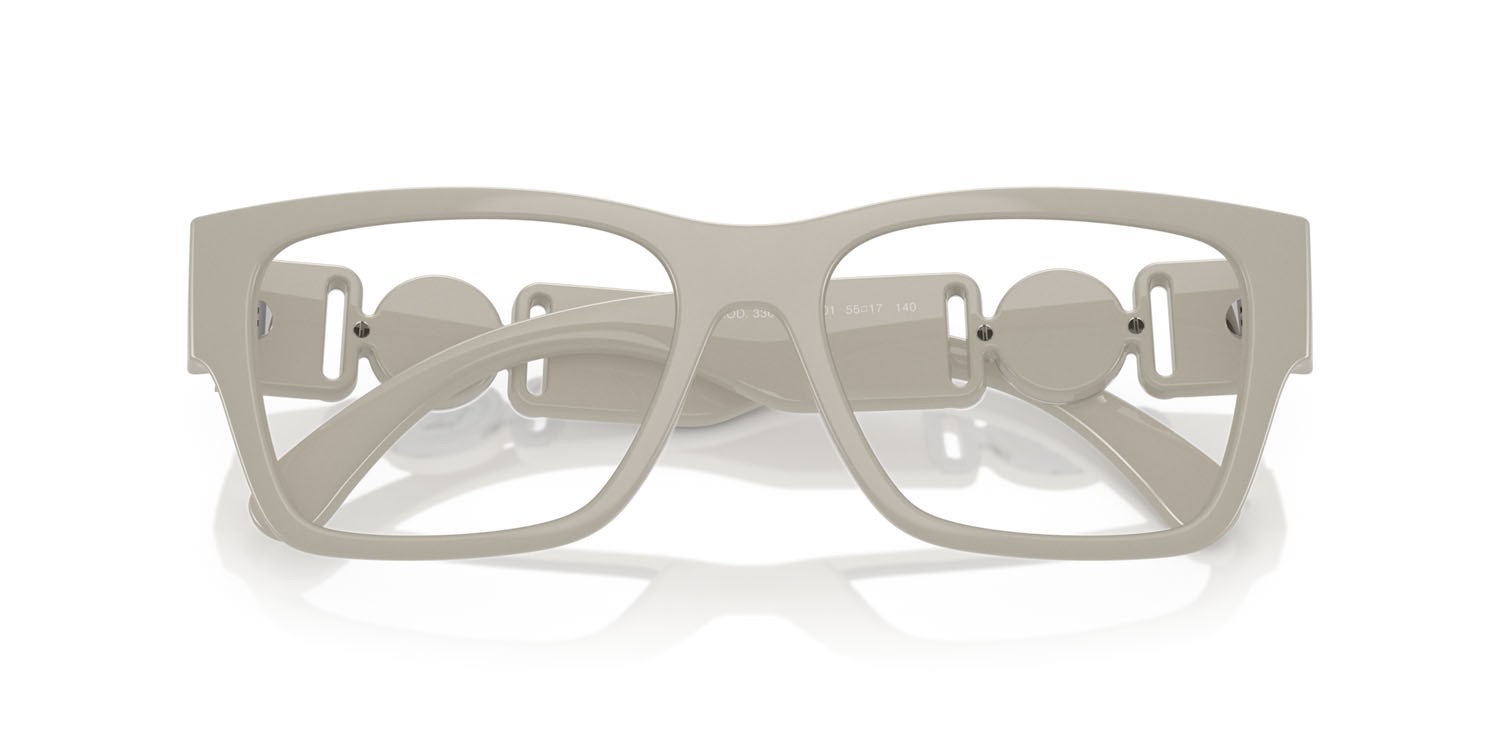 Occhiali da vista Versace VE 3368U (5501) colore grigio chiaro forma quadrato lenti lente demo