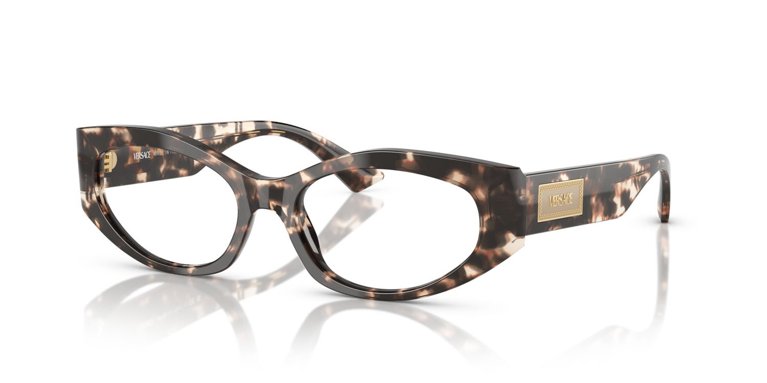 Eyeglasses Versace VE 3369 (5498) color havana grigio shape irregular lenses lente demo