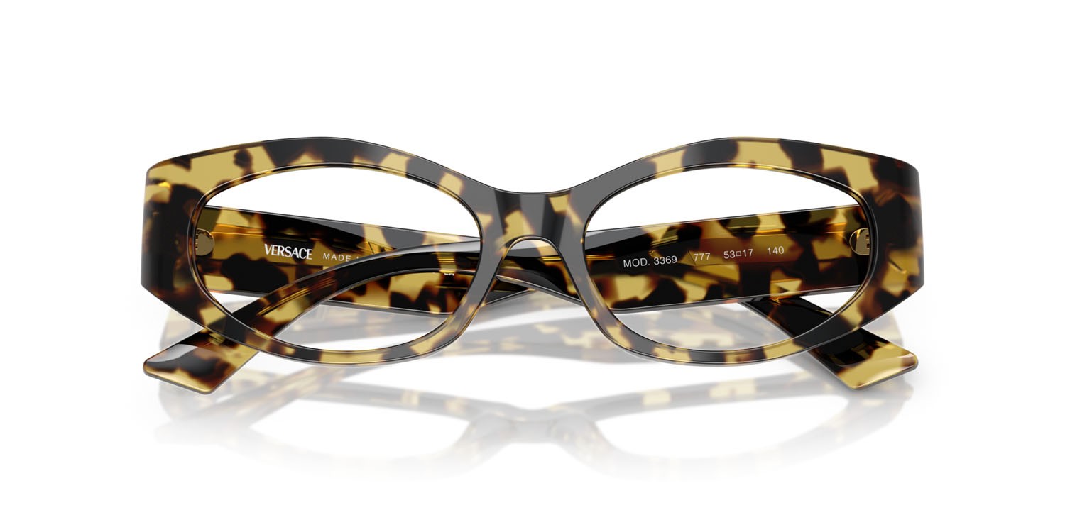 Eyeglasses Versace VE 3369 (777) color avana giallo marrone shape irregular lenses lente demo