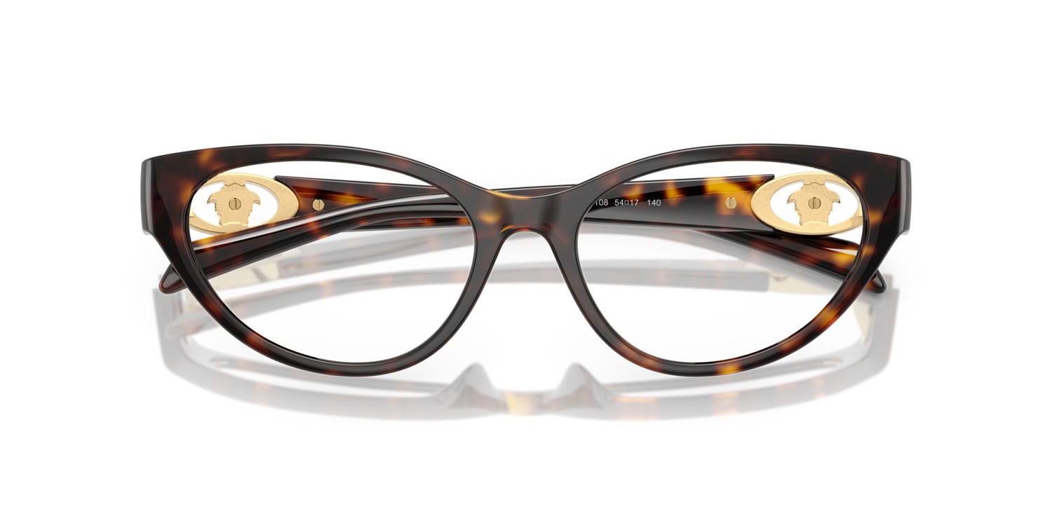 Eyeglasses Versace VE 3372U (108) color havana shape cat eye lenses lente demo