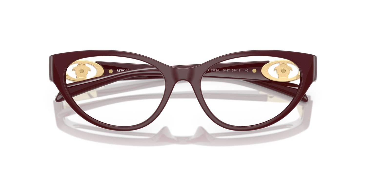 Eyeglasses Versace VE 3372U (5487) color vinaccia shape cat eye lenses lente demo