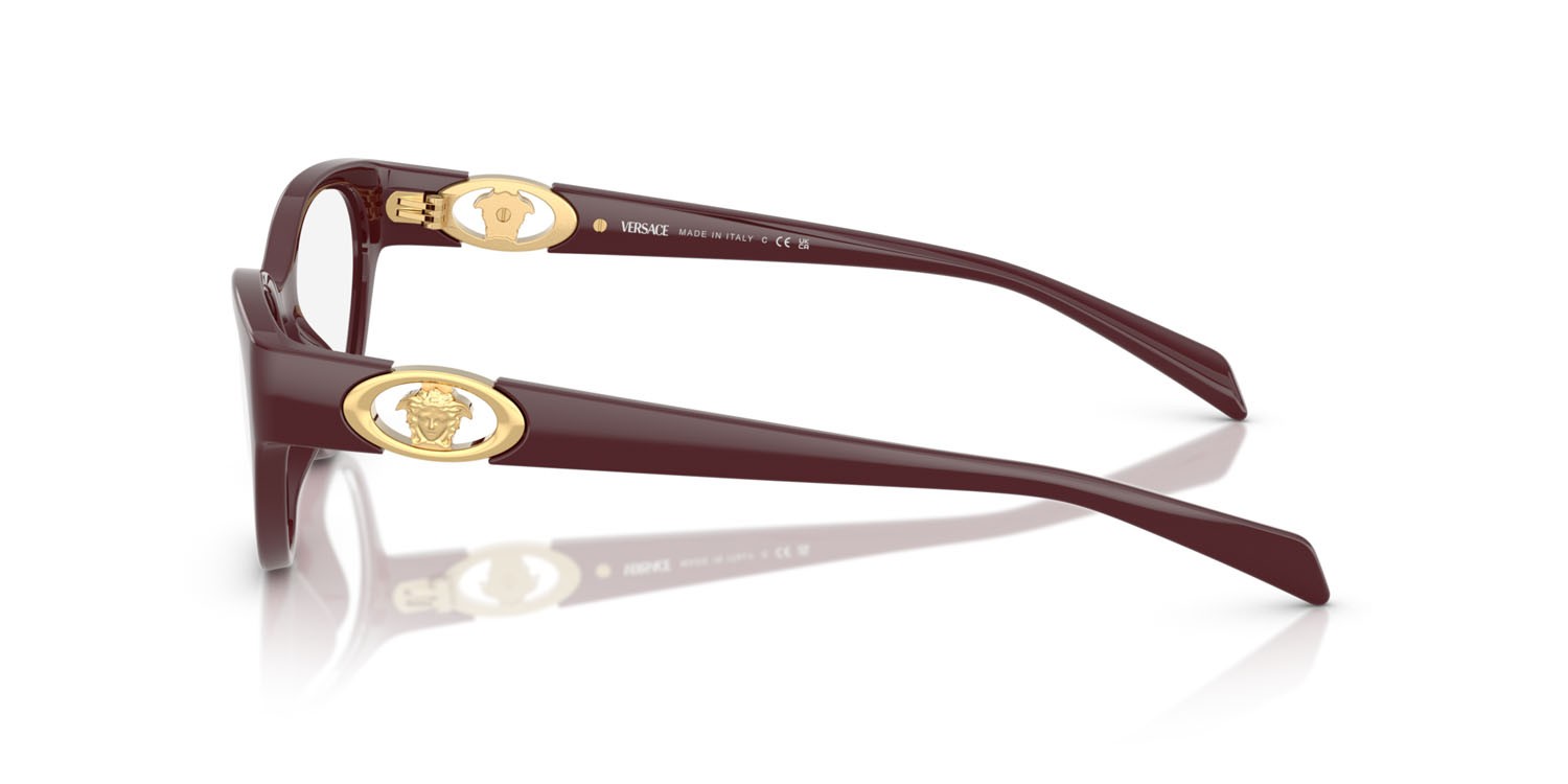 Eyeglasses Versace VE 3372U (5487) color vinaccia shape cat eye lenses lente demo