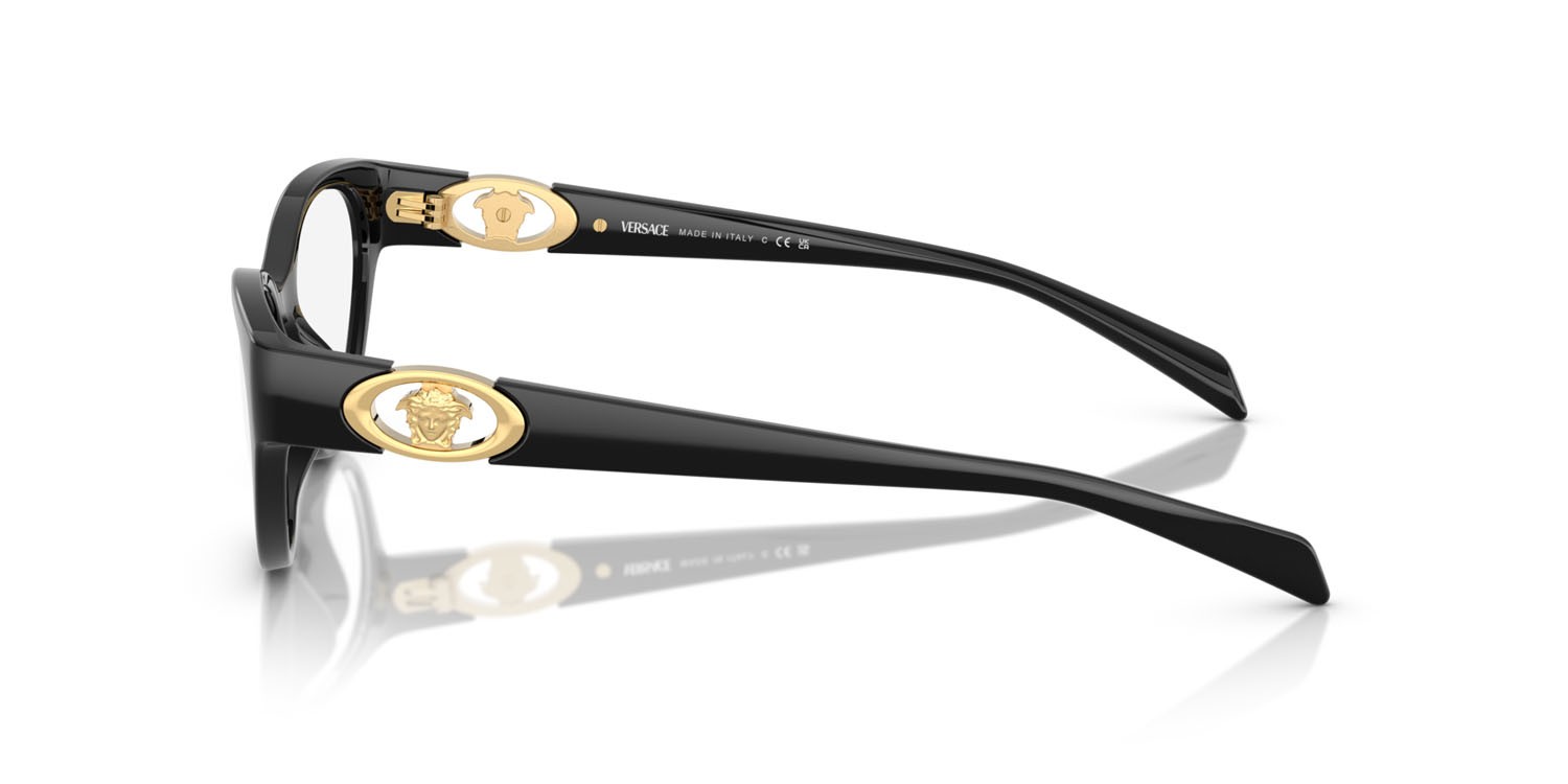 Occhiali da vista Versace VE 3372U (GB1) colore nero forma cat eye lenti lente demo