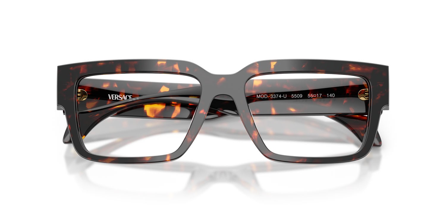 Eyeglasses Versace VE 3374U (5509) color havana shape rectangle lenses lente demo