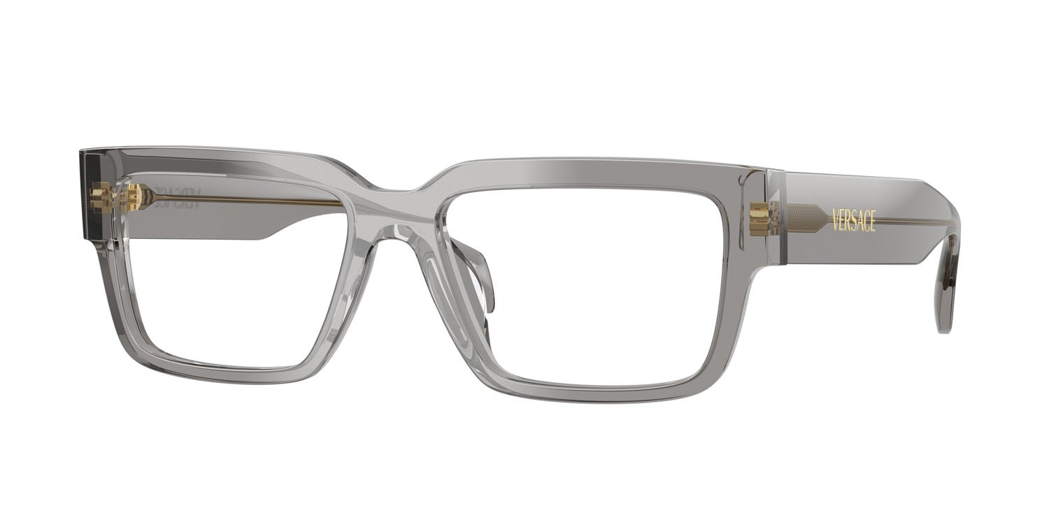 Occhiali da vista Versace VE 3374U (5510) colore grigio trasparente forma rettangolare lenti lente demo