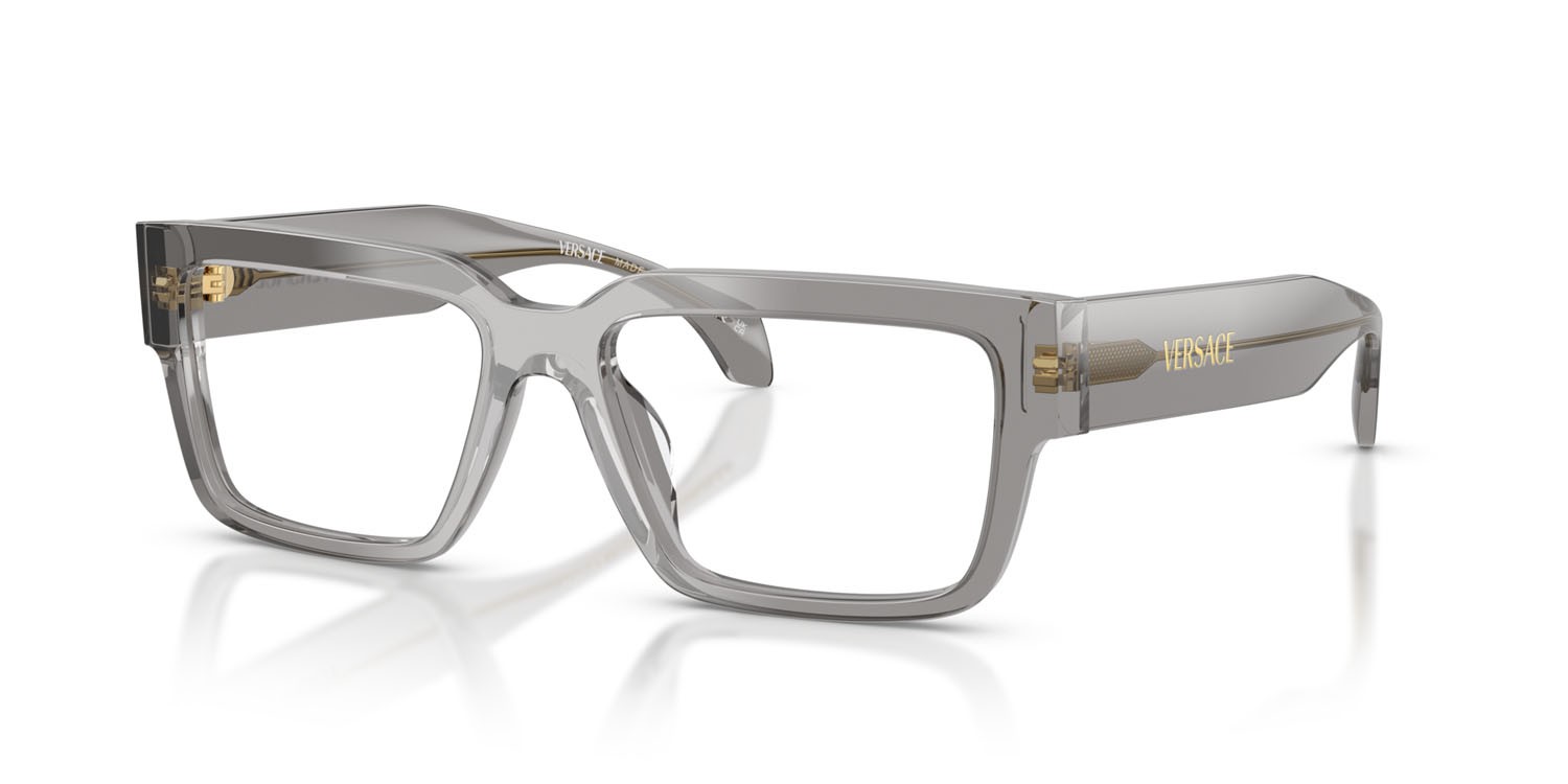 Occhiali da vista Versace VE 3374U (5510) colore grigio trasparente forma rettangolare lenti lente demo
