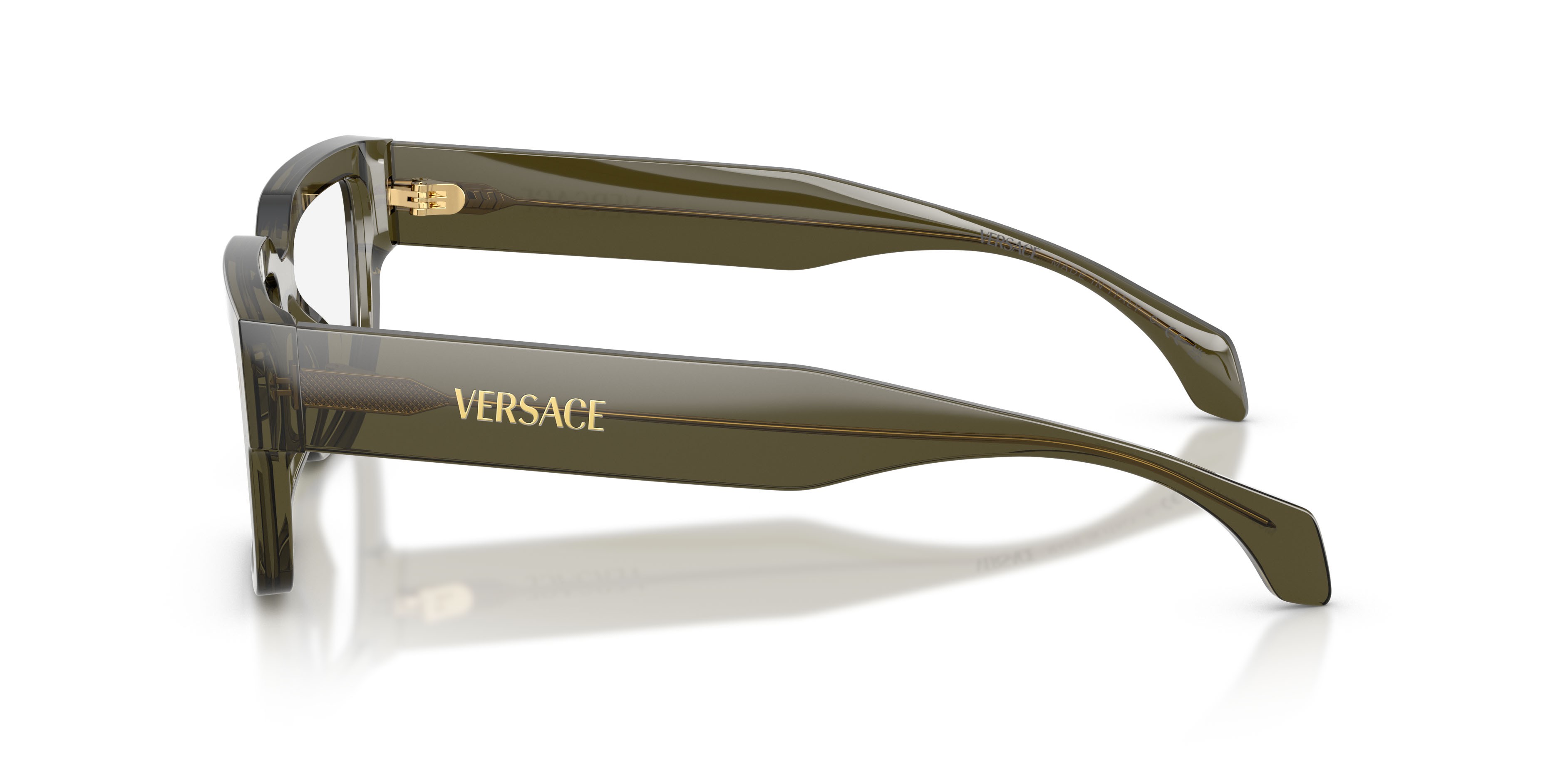 Eyeglasses Versace VE 3374U (5542) color verde scuro trasparente shape rectangle lenses lente demo