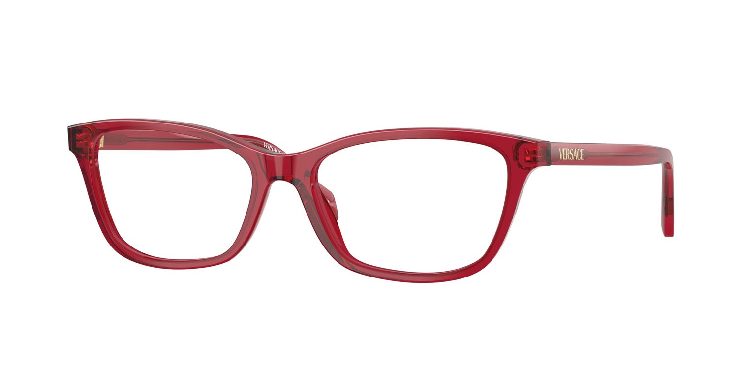Eyeglasses Versace VE 3375 (5520) color rosso trasparente shape cat eye lenses lente demo