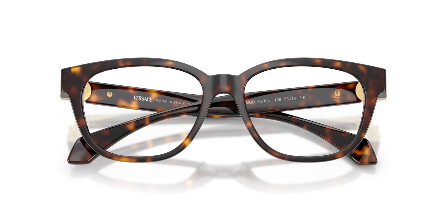 Occhiali da vista Versace VE 3376U (108) colore havana forma quadrato lenti lente demo