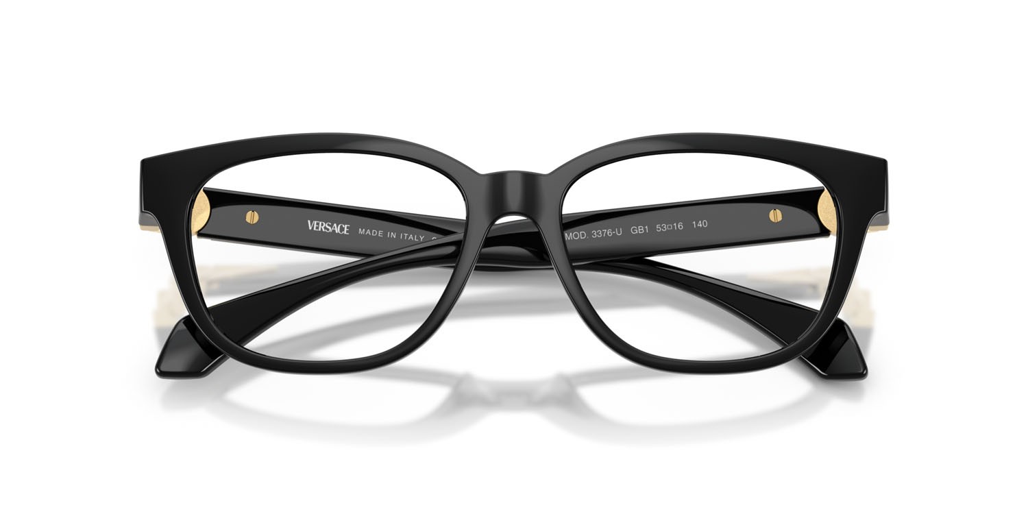 Occhiali da vista Versace VE 3376U (GB1) colore nero forma quadrato lenti lente demo