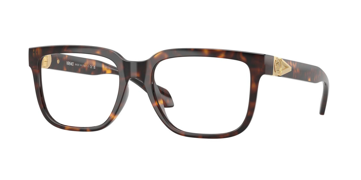Occhiali da vista Versace VE 3377U (108) colore havana forma quadrato lenti lente demo