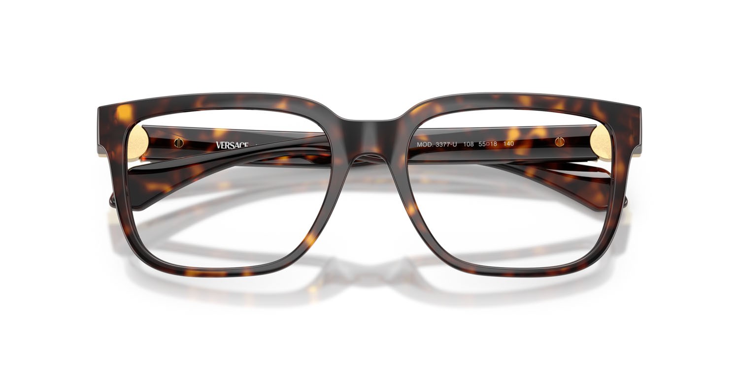Occhiali da vista Versace VE 3377U (108) colore havana forma quadrato lenti lente demo