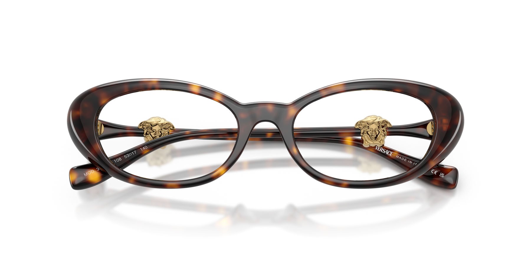 Eyeglasses Versace VE 3381U (108) color havana shape oval lenses lente demo