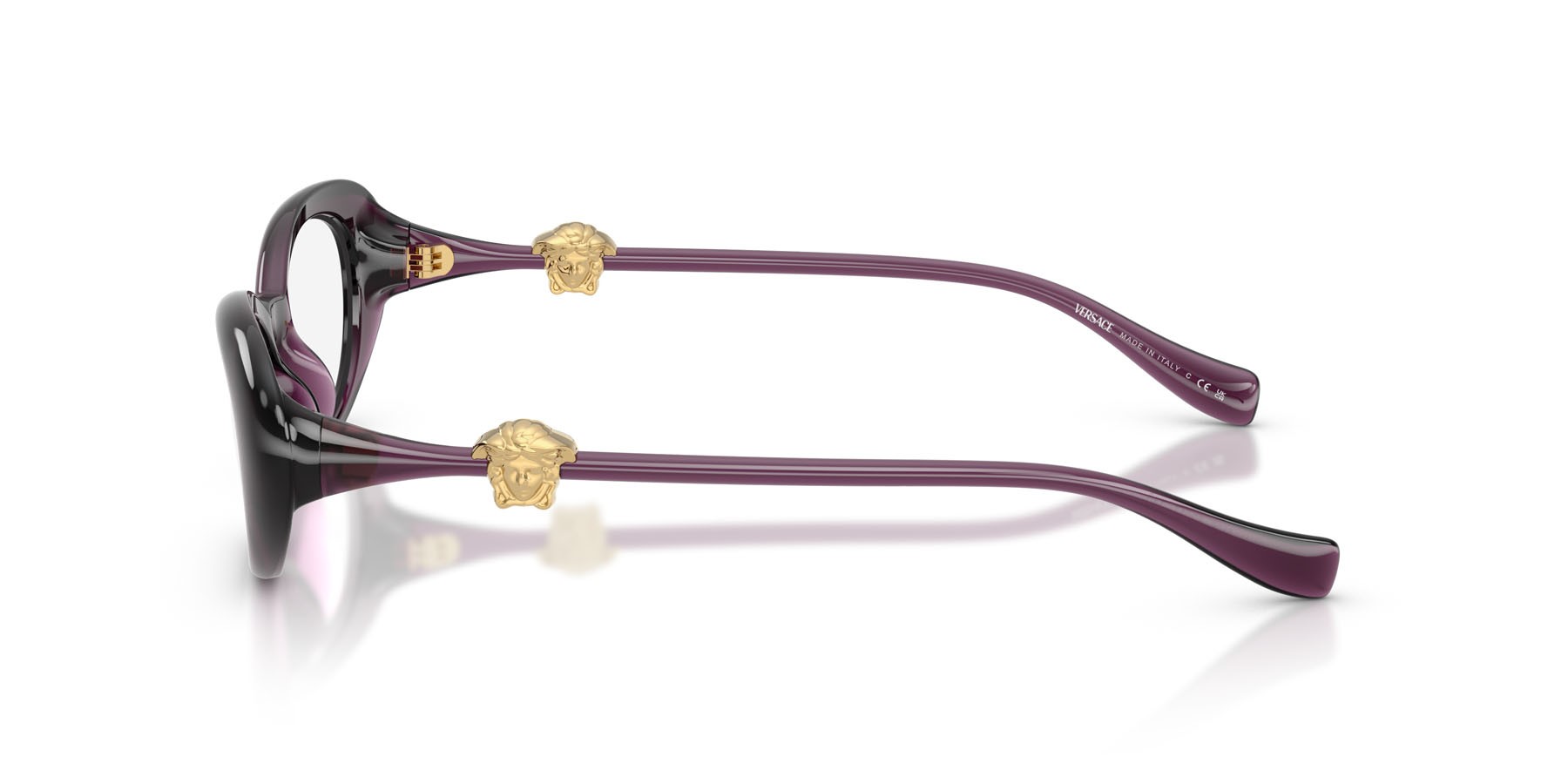 Occhiali da vista Versace VE 3381U (5536) colore viola opalino forma ovale lenti lente demo