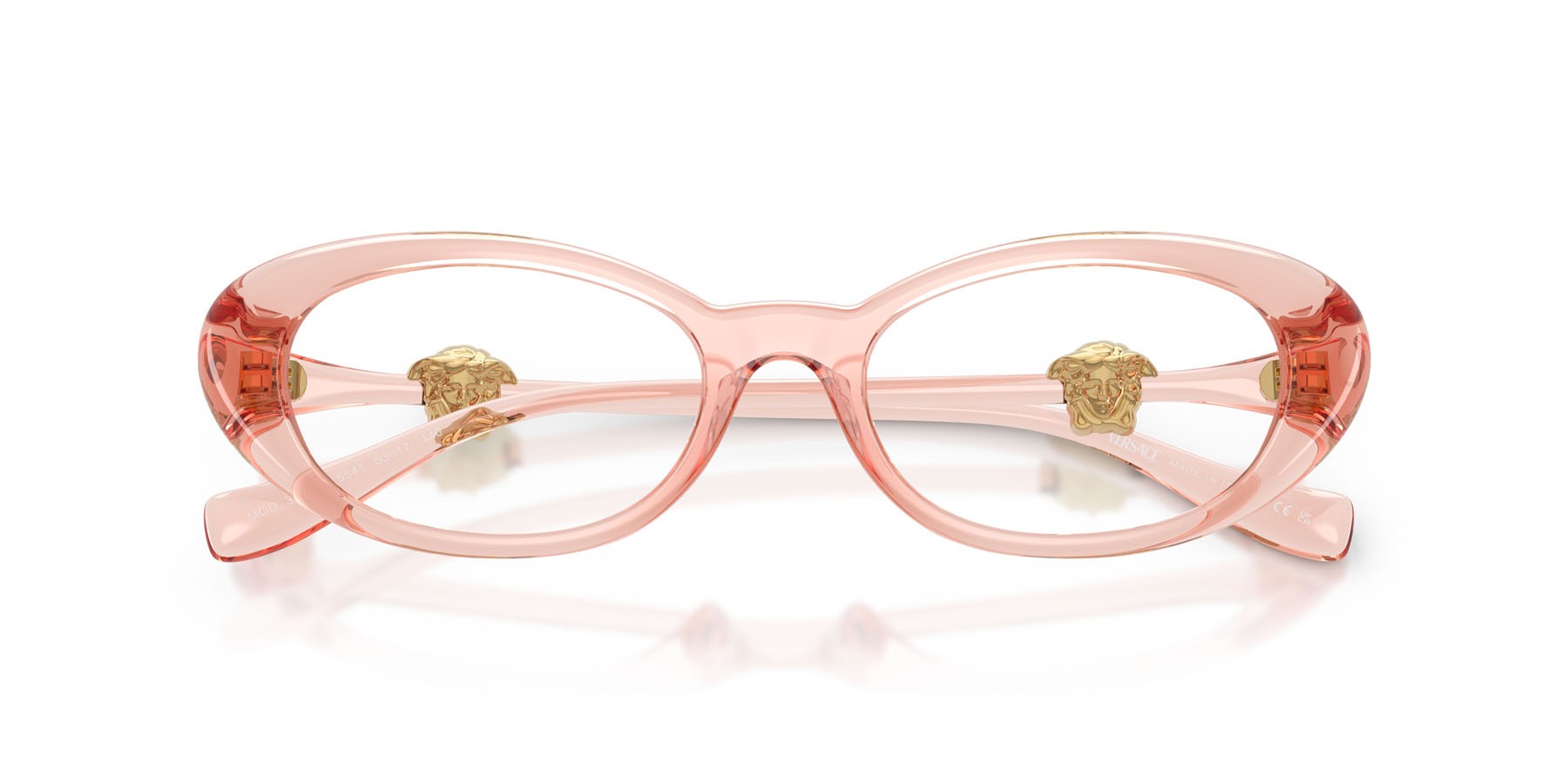 Occhiali da vista Versace VE 3381U (5541) colore rosa trasparente forma ovale lenti lente demo