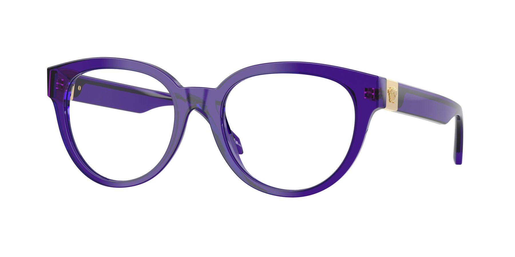 Occhiali da vista Versace VE 3384 (5545) colore violetto scuro trasparente forma rotondo lenti lente demo