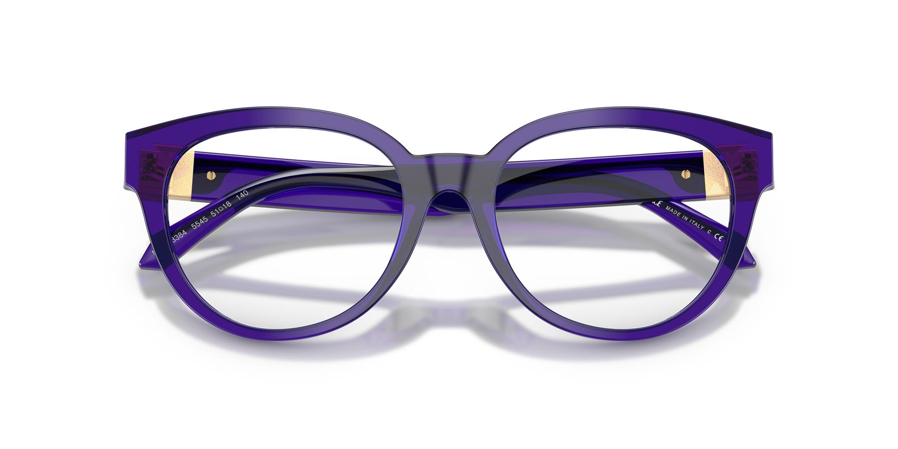 Occhiali da vista Versace VE 3384 (5545) colore violetto scuro trasparente forma rotondo lenti lente demo