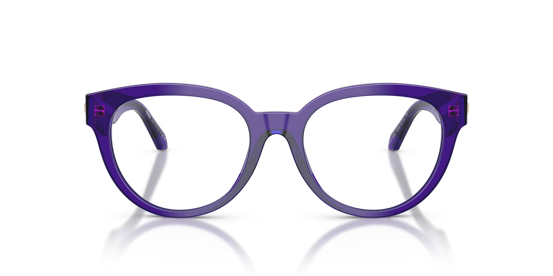 Occhiali da vista Versace VE 3384 (5545) colore violetto scuro trasparente forma rotondo lenti lente demo