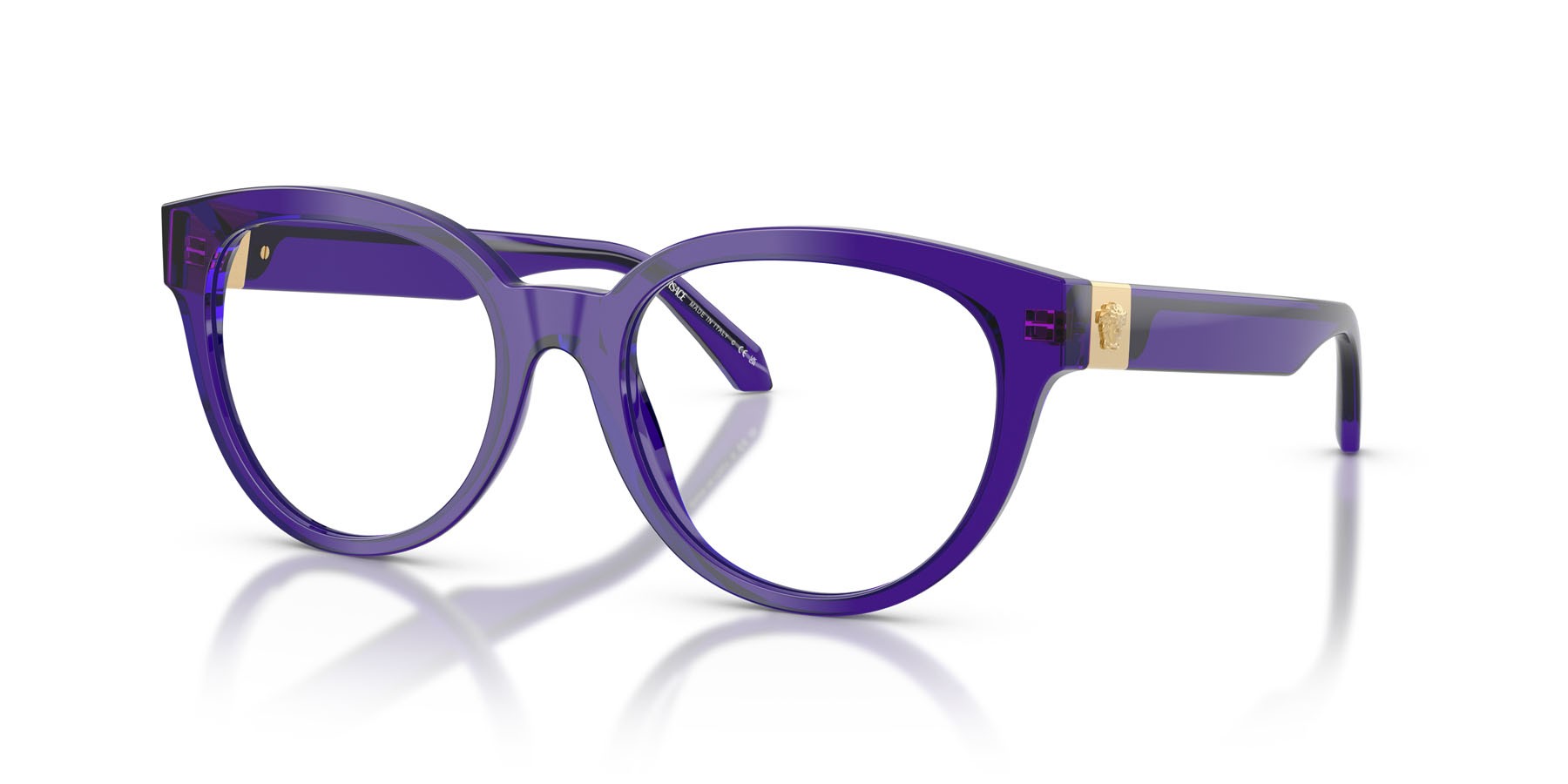 Occhiali da vista Versace VE 3384 (5545) colore violetto scuro trasparente forma rotondo lenti lente demo