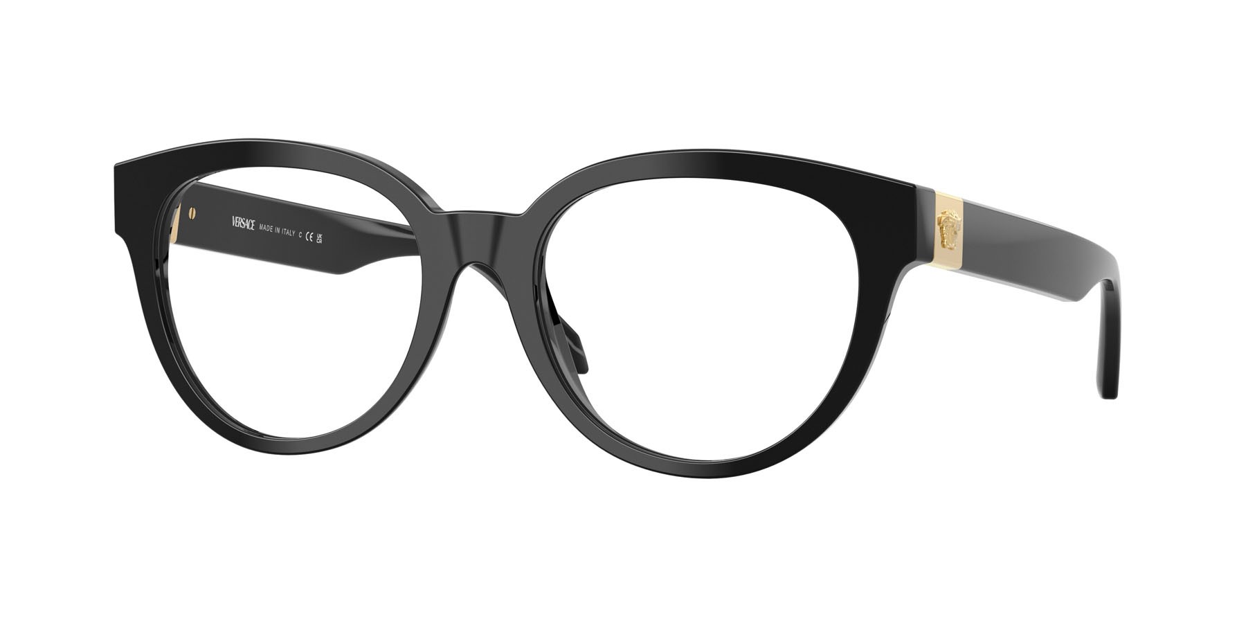 Occhiali da vista Versace VE 3384 (GB1) colore nero forma rotondo lenti lente demo