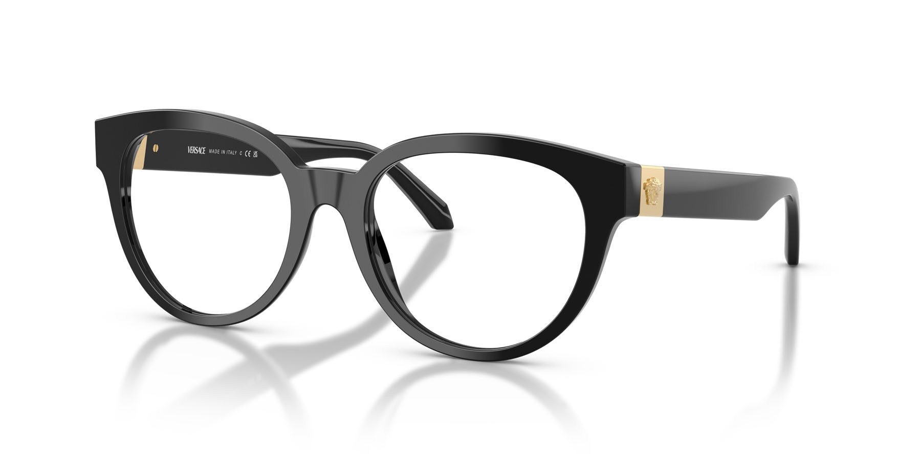 Occhiali da vista Versace VE 3384 (GB1) colore nero forma rotondo lenti lente demo