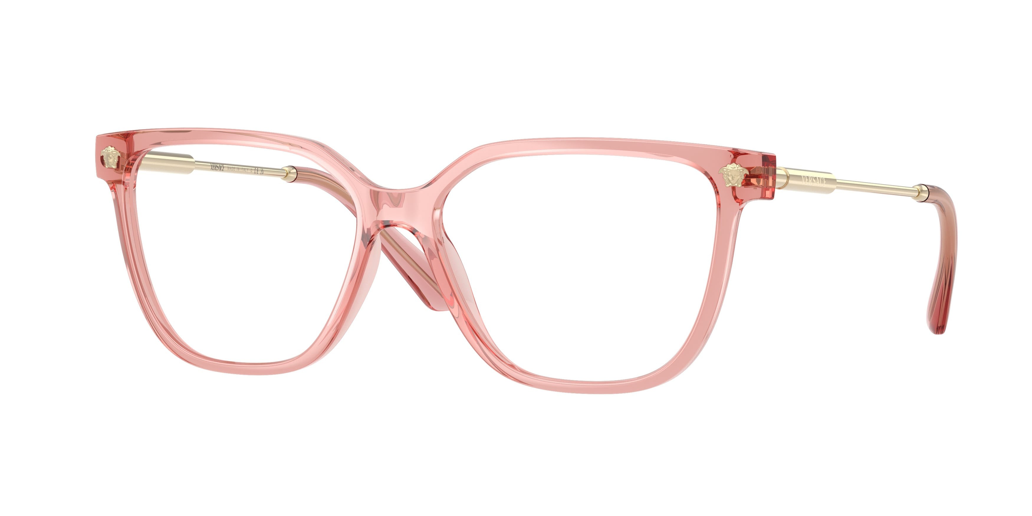 Eyeglasses Versace VE 3388U (5322) color pesca trasparente shape square lenses lente demo