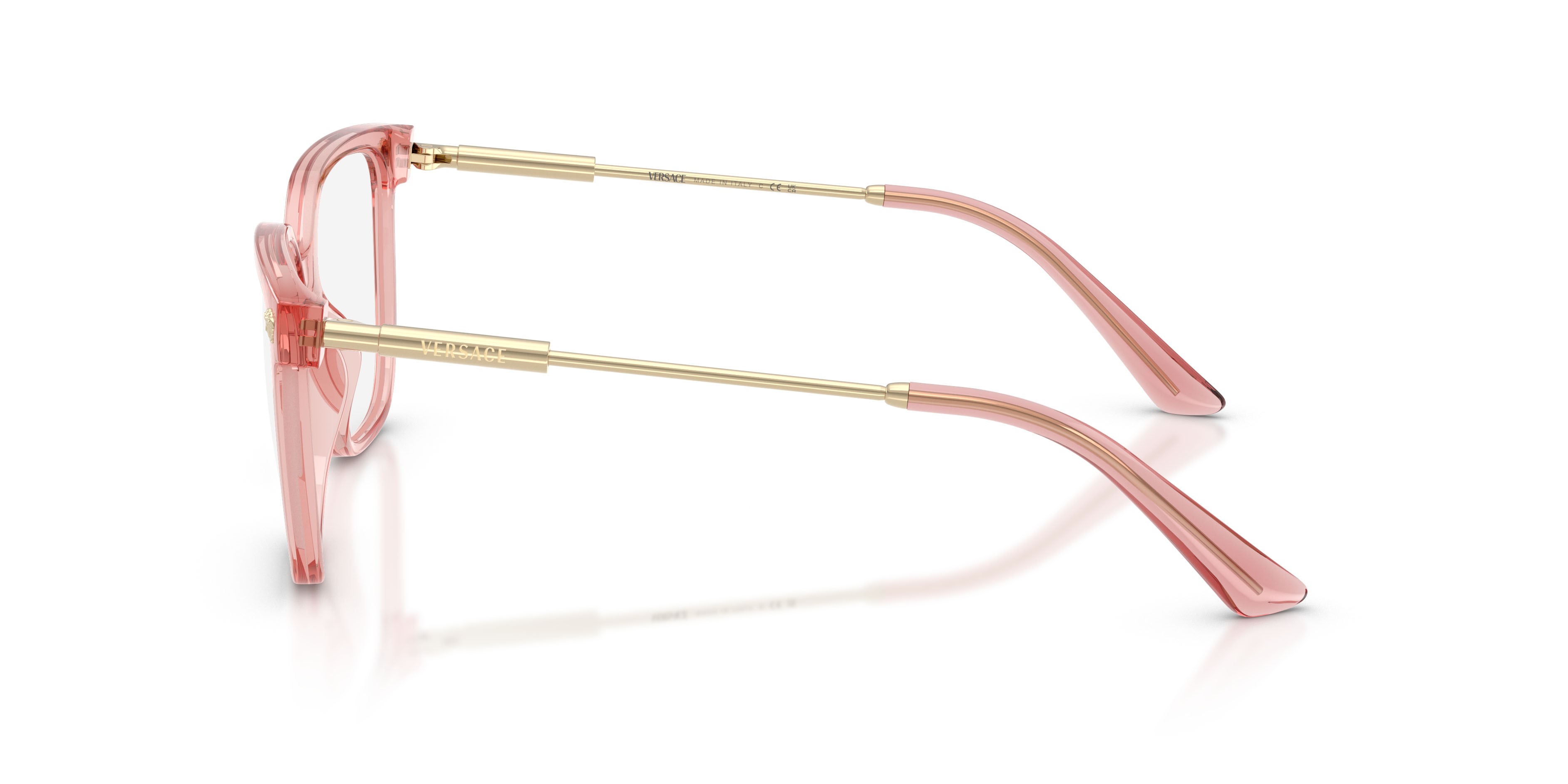 Eyeglasses Versace VE 3388U (5322) color pesca trasparente shape square lenses lente demo