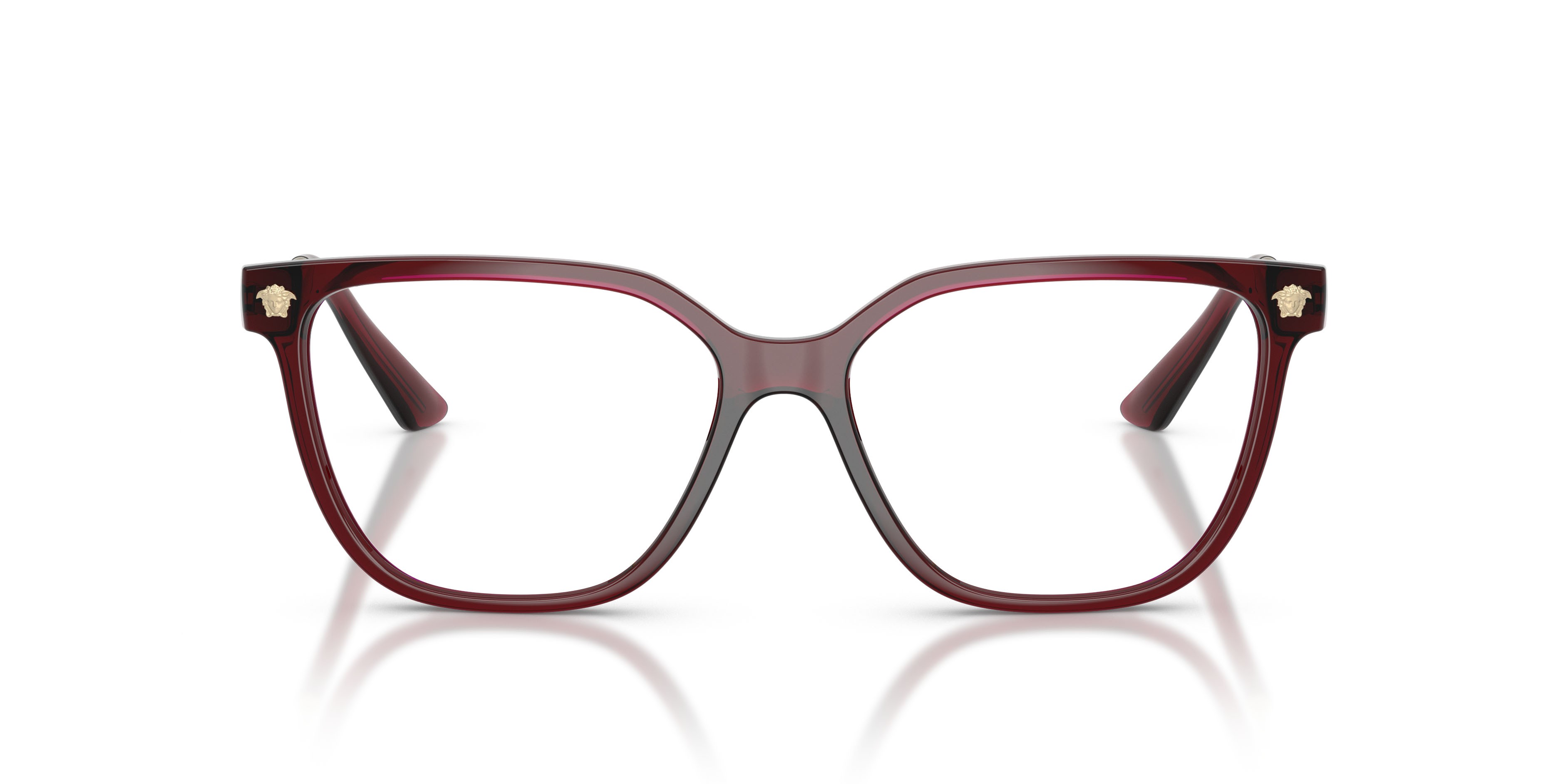 Occhiali da vista Versace VE 3388U (5538) colore rosso ciliegia trasparente forma quadrato lenti lente demo