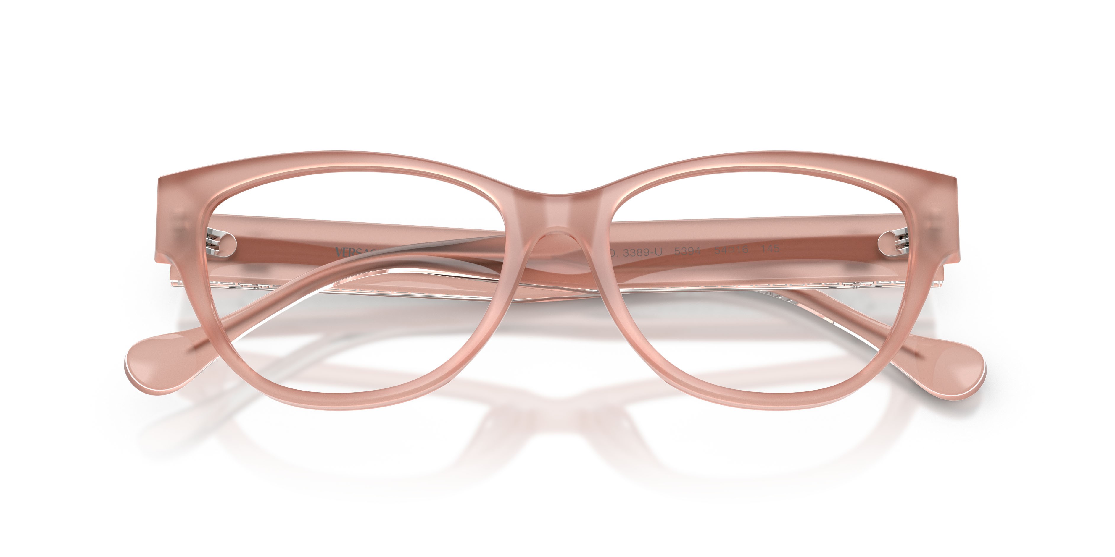 Occhiali da vista Versace VE 3389U (5394) colore rosa opale forma cat eye lenti lente demo