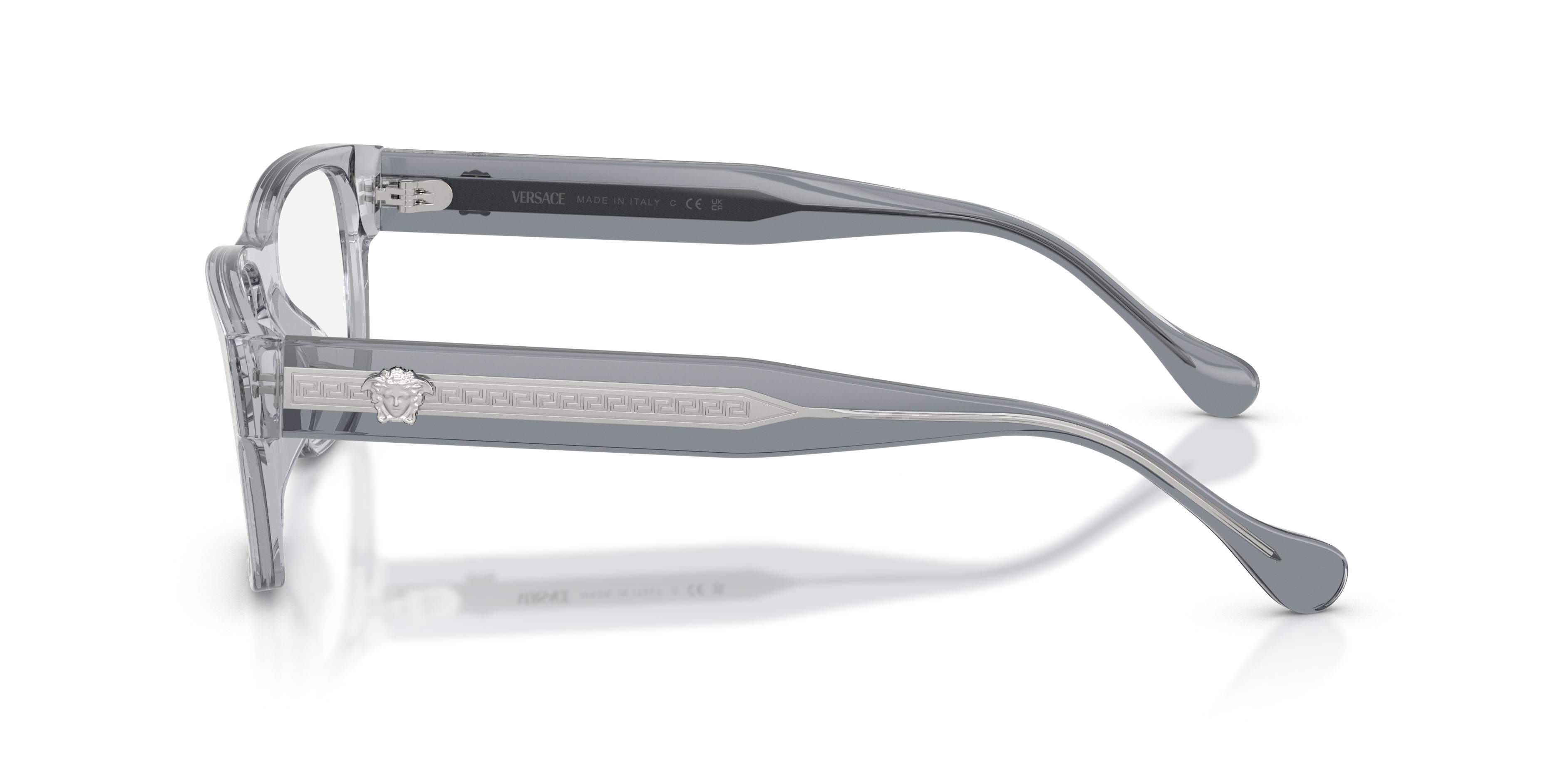 Eyeglasses Versace VE 3390U (5432) color grigio trasparente shape rectangle lenses lente demo