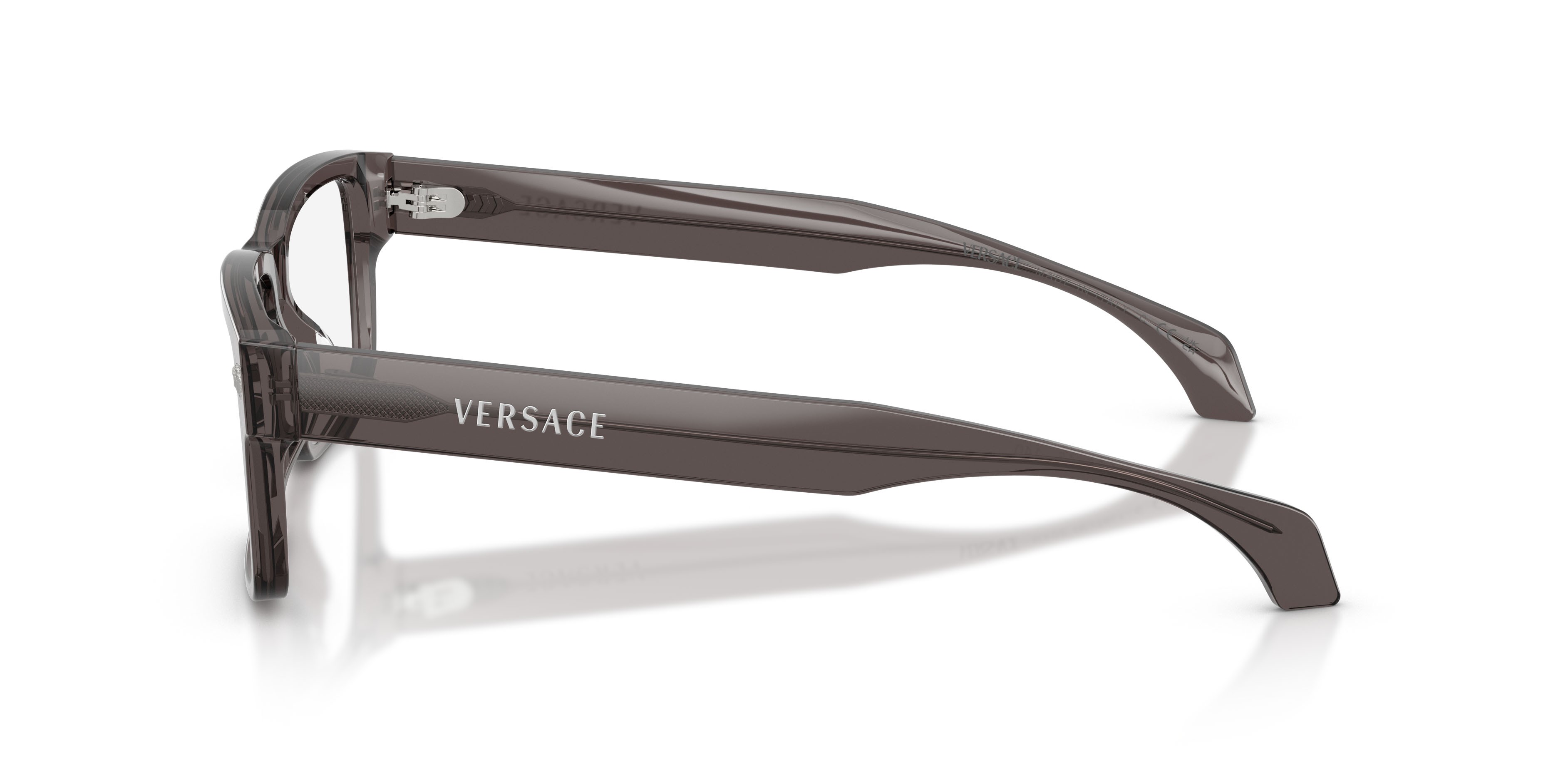Eyeglasses Versace VE 3391U (5389) color grigio scuro trasparente shape rectangle lenses lente demo