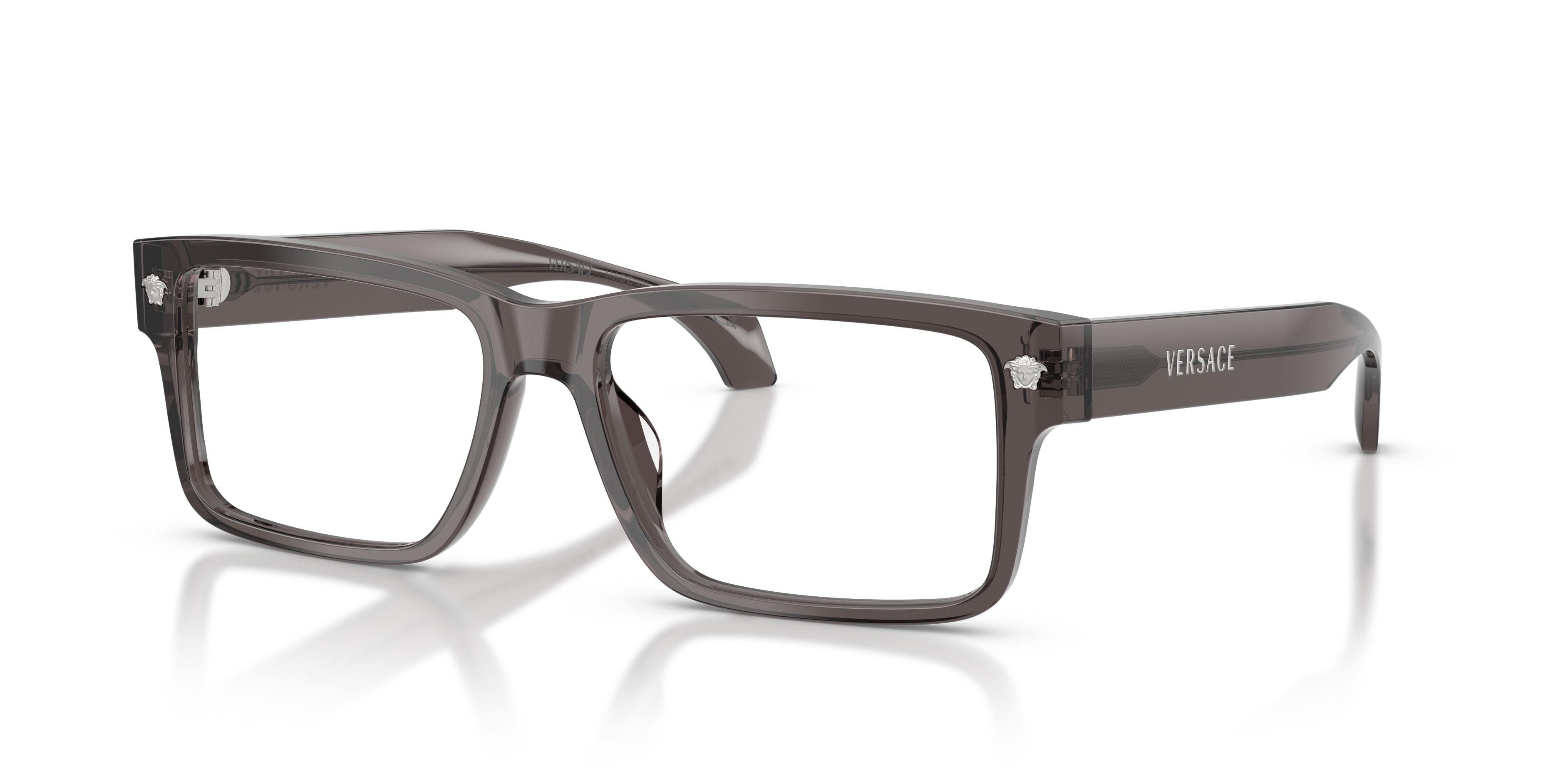 Eyeglasses Versace VE 3391U (5389) color grigio scuro trasparente shape rectangle lenses lente demo