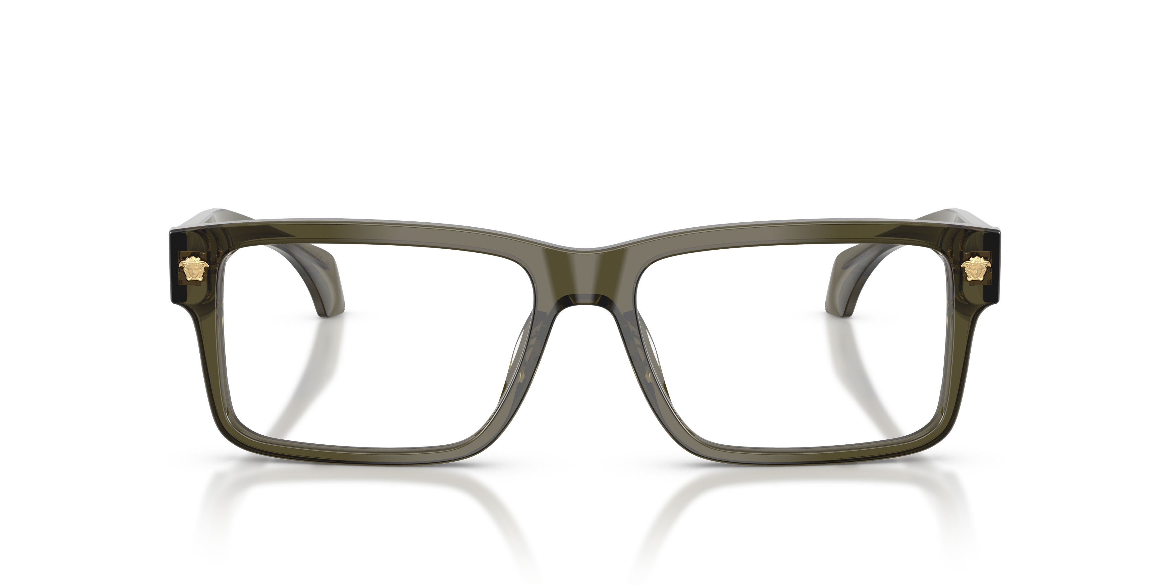 Occhiali da vista Versace VE 3391U (5542) colore verde scuro trasparente forma rettangolare lenti lente demo