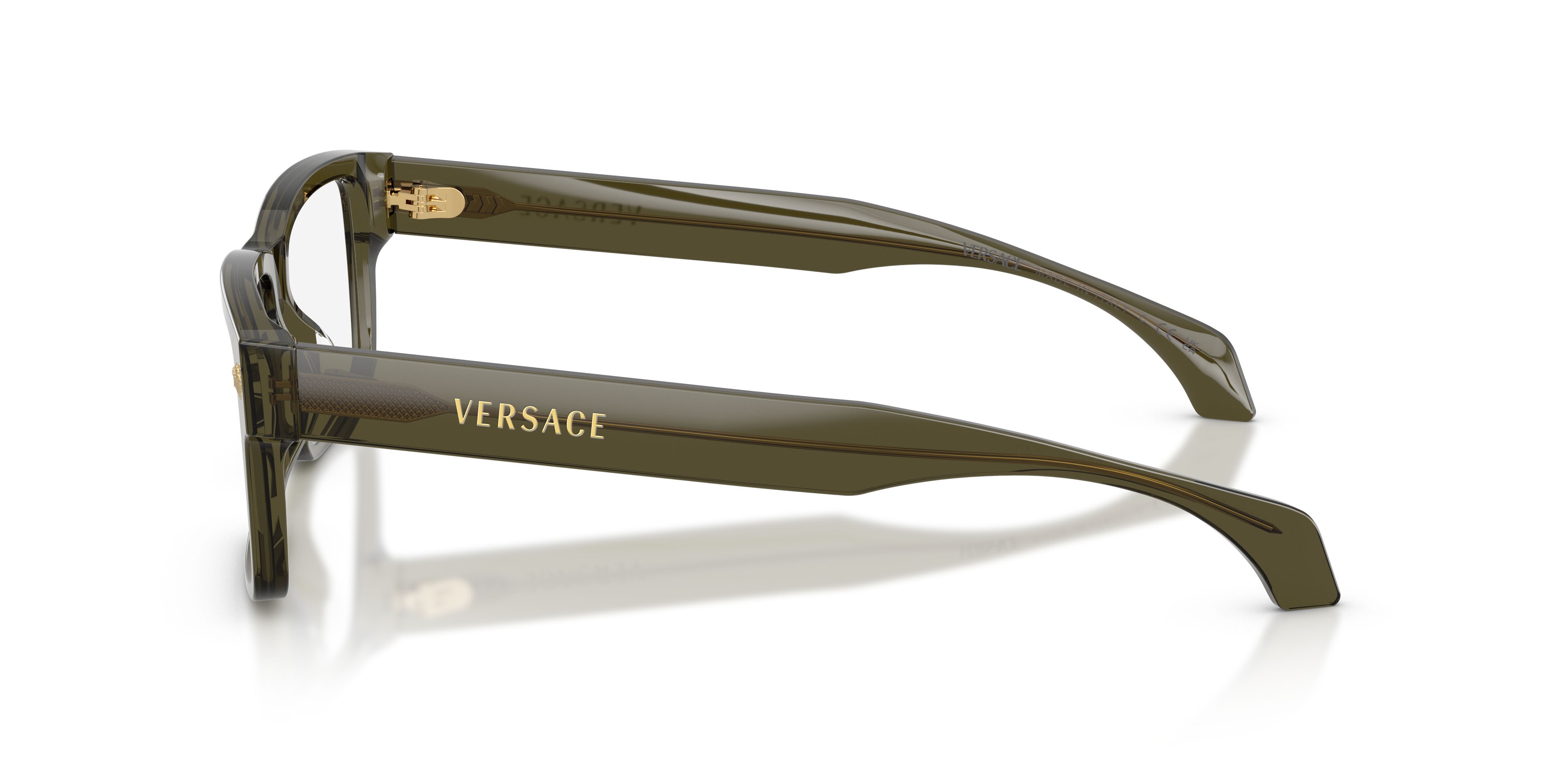 Occhiali da vista Versace VE 3391U (5542) colore verde scuro trasparente forma rettangolare lenti lente demo