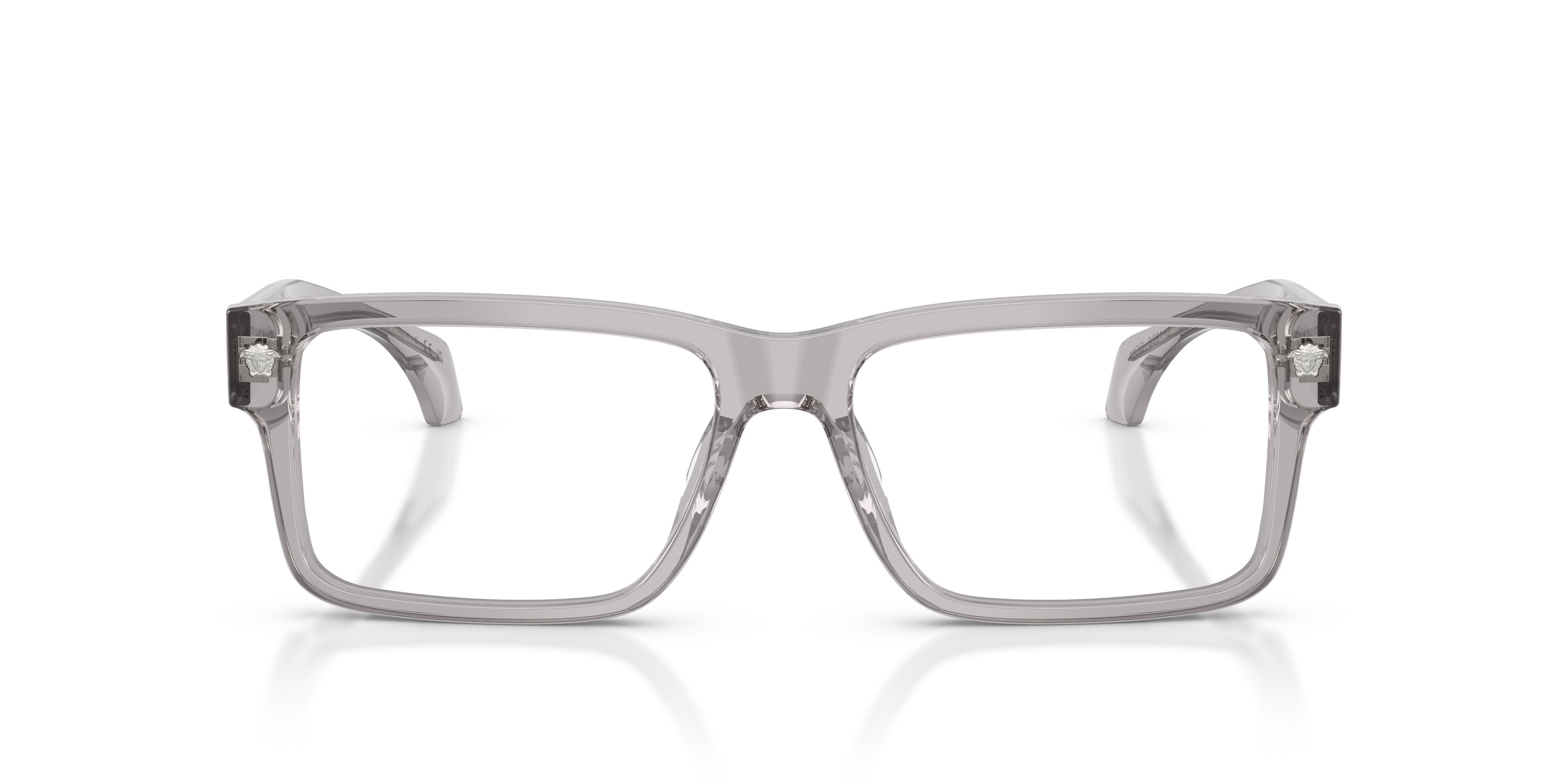 Eyeglasses Versace VE 3391U (593) color grigio chiaro trasparente shape rectangle lenses lente demo