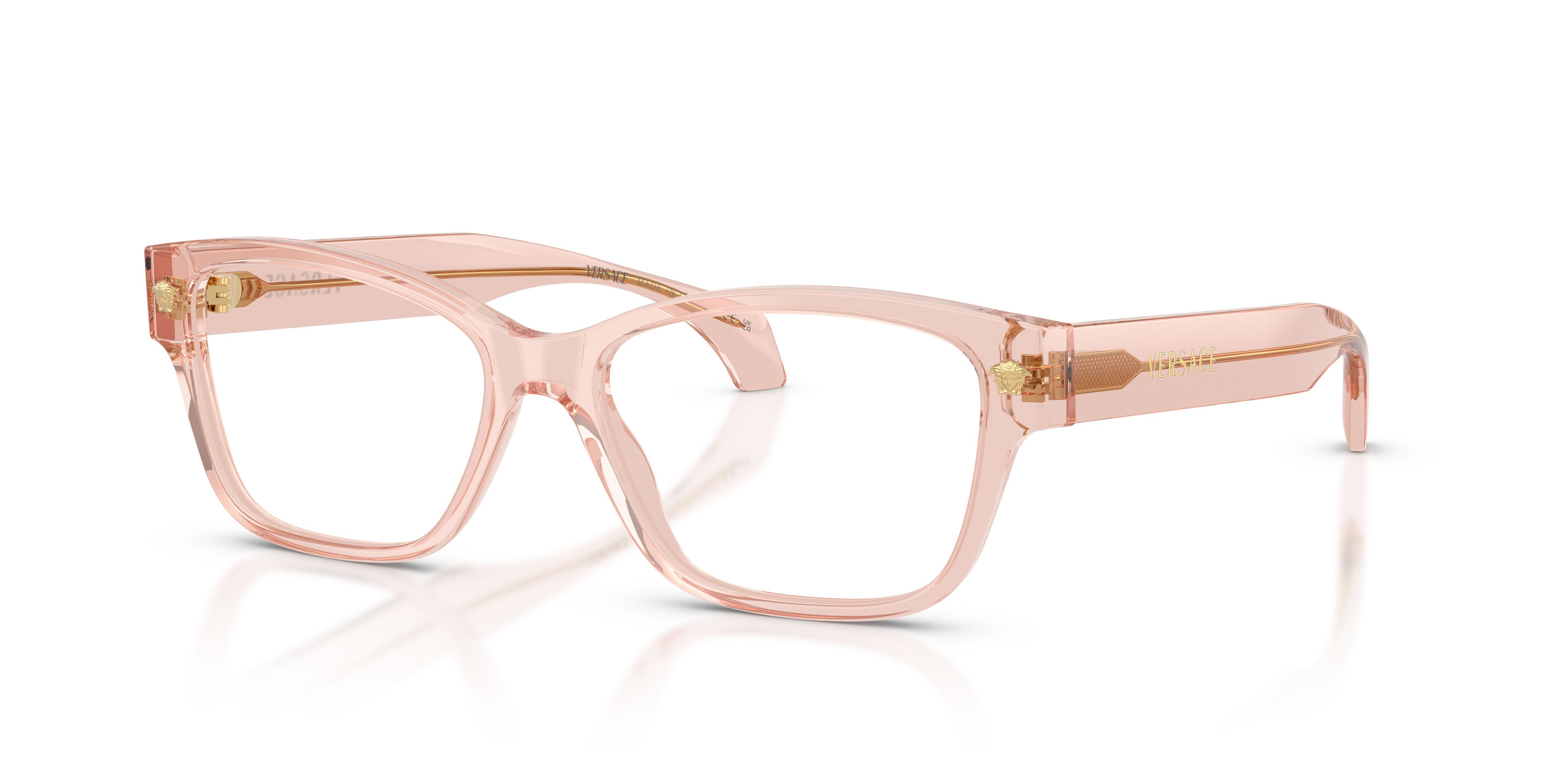 Eyeglasses Versace VE 3392 (5339) color rosa trasparente shape cat eye lenses lente demo