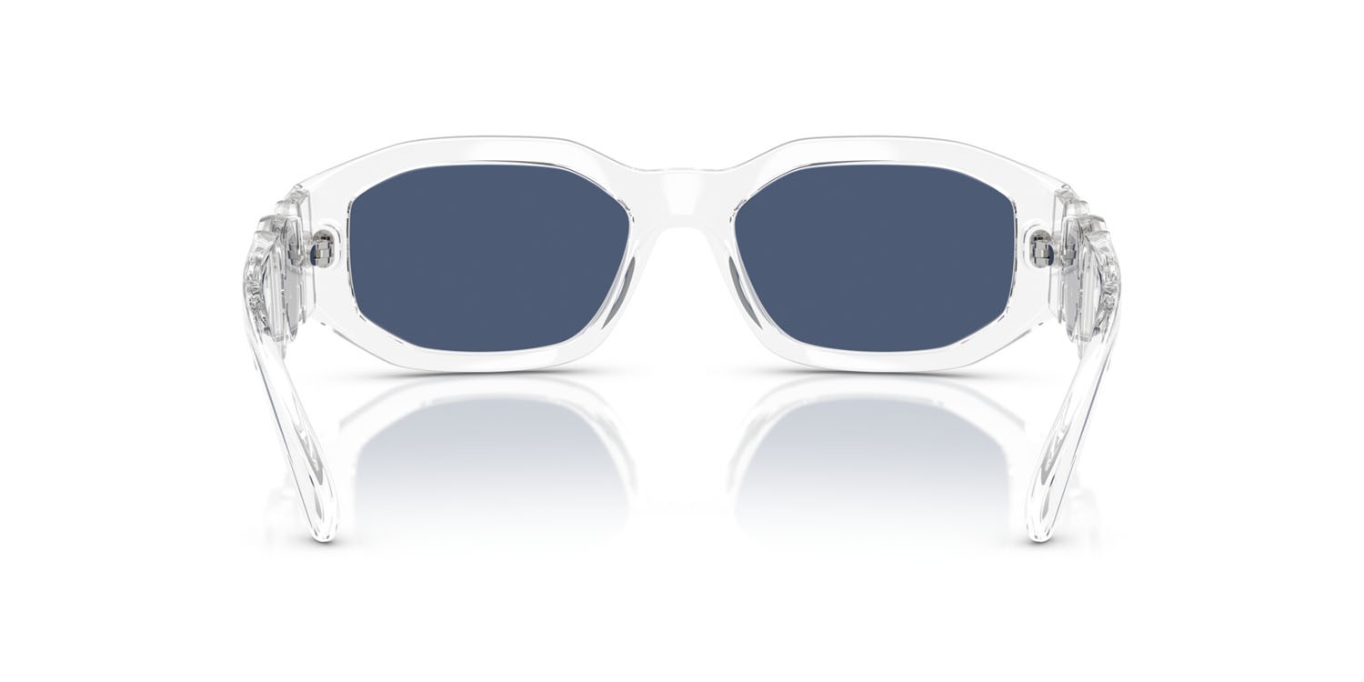 Occhiali da sole Versace VE 4361 (148/80) colore cristallo forma irregolare lenti blu scuro