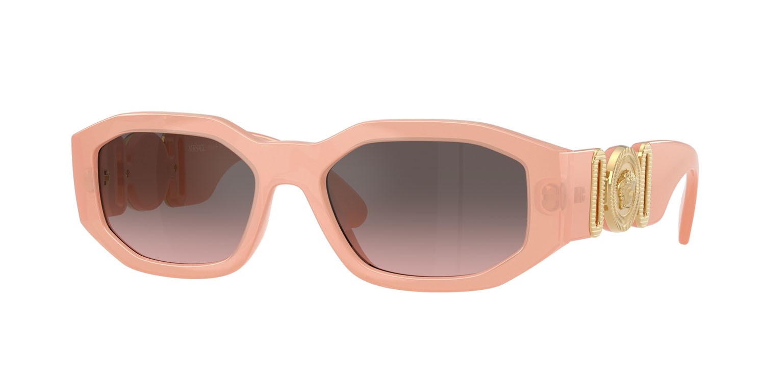 Occhiali da sole Versace VE 4361 (539258) colore nude opal forma irregolare lenti pink gradient grey flash silver
