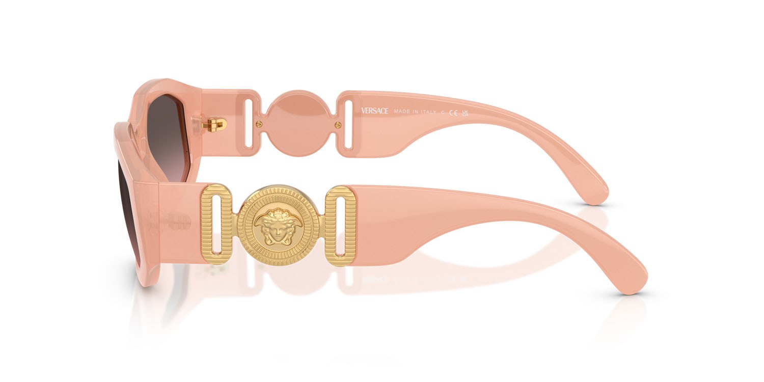 Occhiali da sole Versace VE 4361 (539258) colore nude opal forma irregolare lenti pink gradient grey flash silver