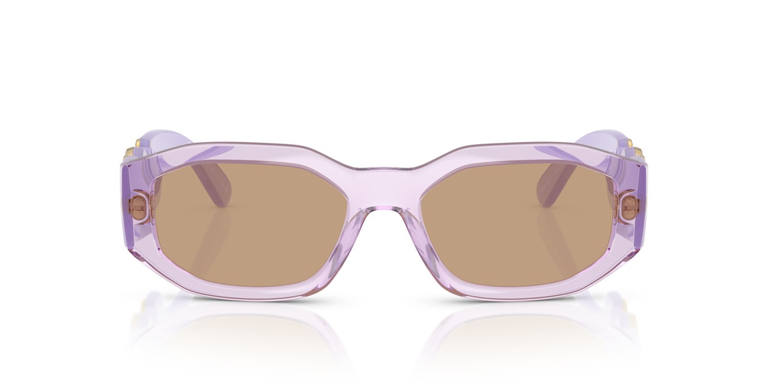 Occhiali da sole Versace VE 4361 (552663) colore lavanda trasparente forma irregolare lenti marrone chiaro