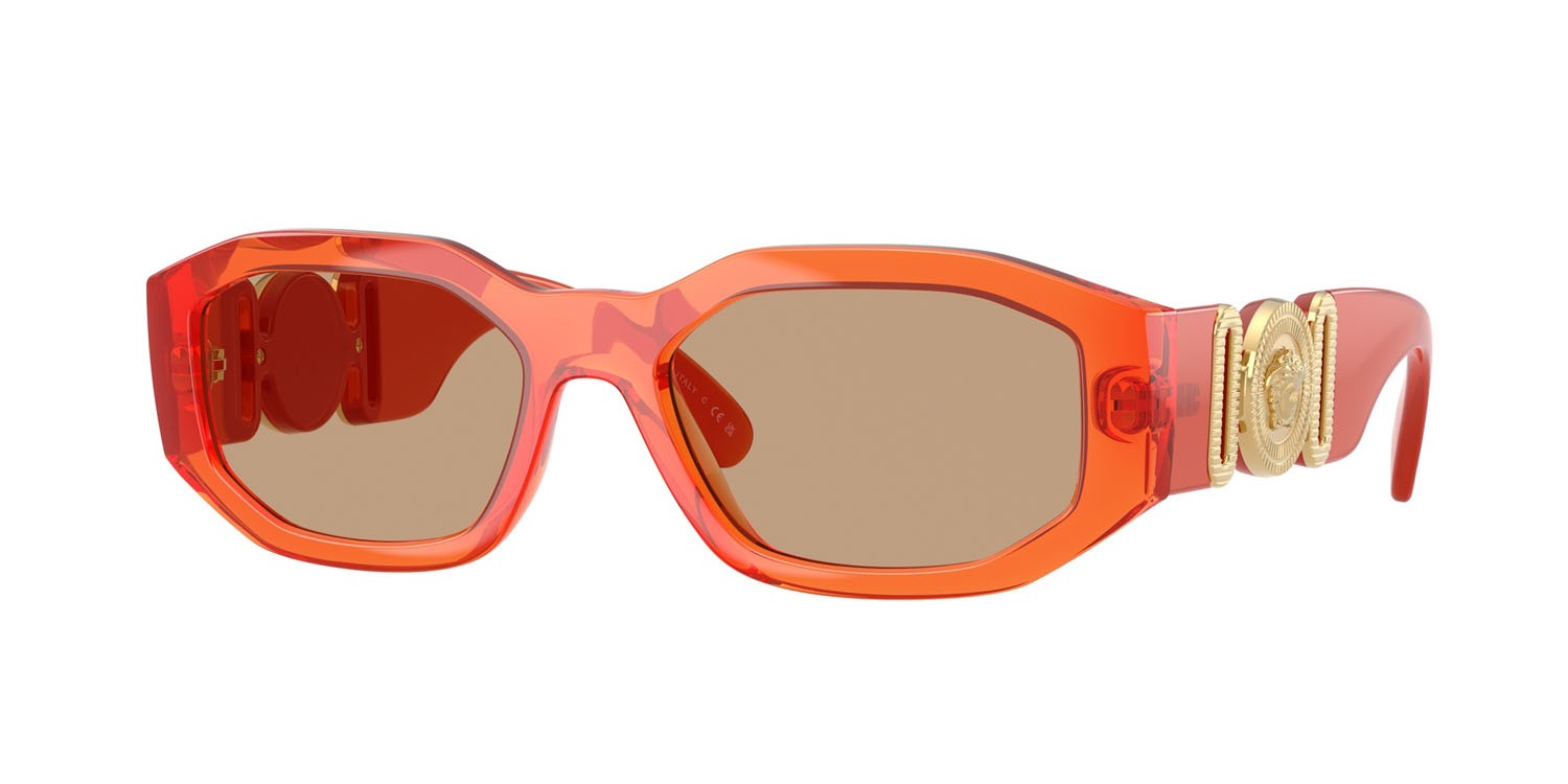 Occhiali da sole Versace VE 4361 (552763) colore papaya trasparente forma irregolare lenti marrone chiaro