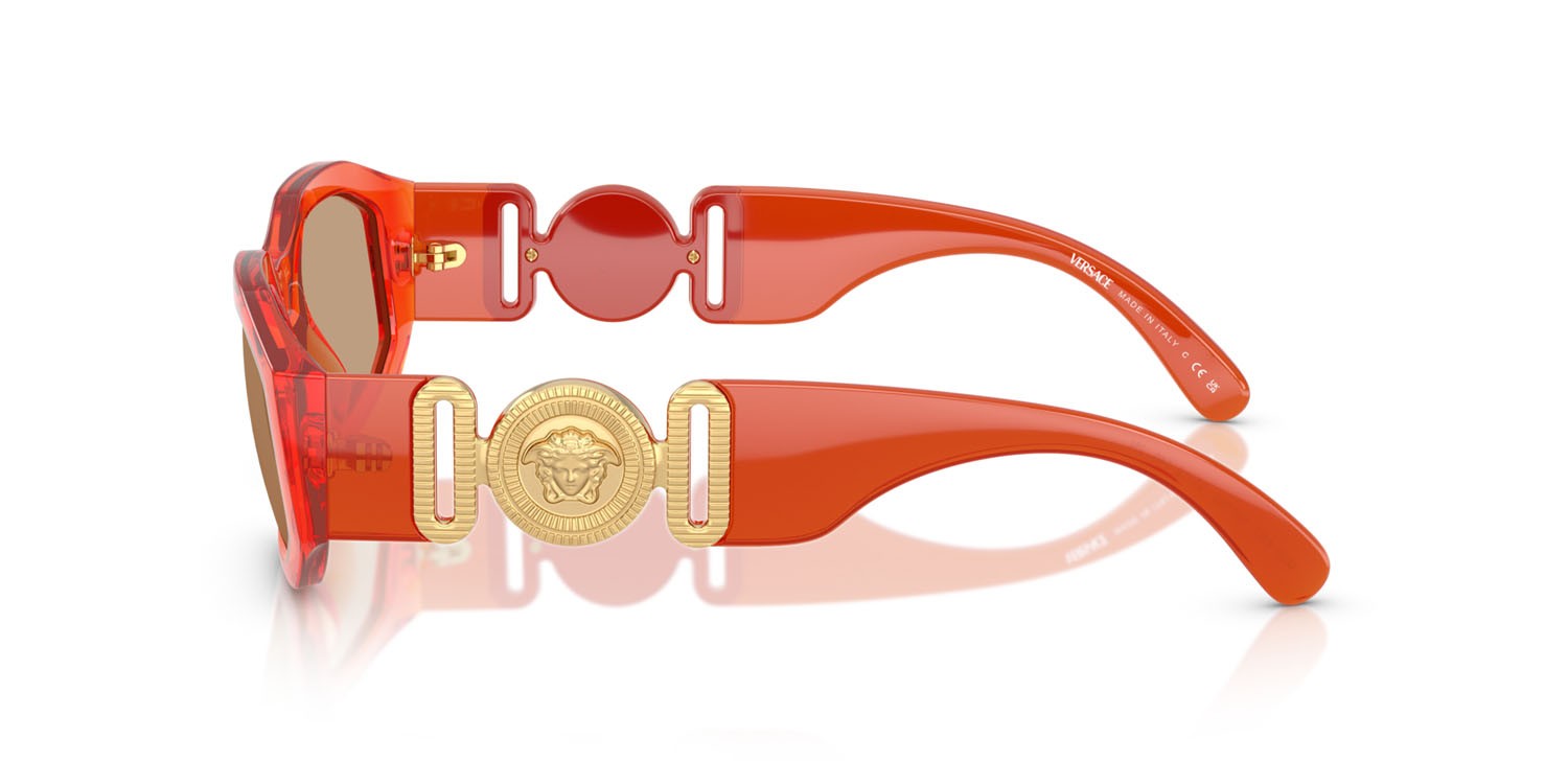 Occhiali da sole Versace VE 4361 (552763) colore papaya trasparente forma irregolare lenti marrone chiaro