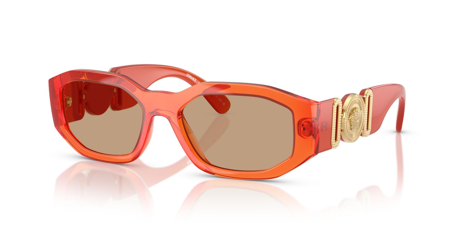 Occhiali da sole Versace VE 4361 (552763) colore papaya trasparente forma irregolare lenti marrone chiaro