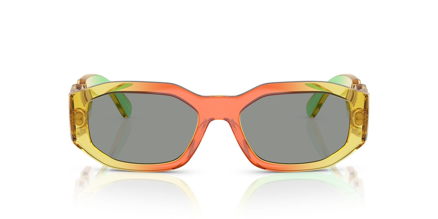 Occhiali da sole Versace VE 4361 (5530/1) colore giallo sfumato/rosso/verde forma irregolare lenti grigio
